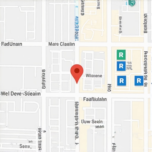 Map illustration showing a local business surrounded by landmarks and community hotspots