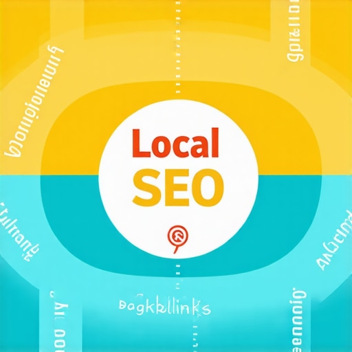 Infographic illustrating layers of local SEO strategies like backlinks, content, and authority signals.