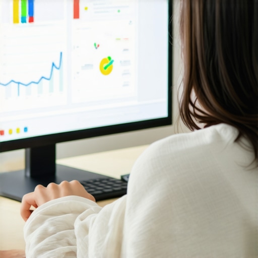 Marketing professional reviewing local SEO analytics on a computer with charts and maps