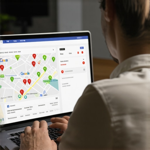 SEO expert analyzing Google Maps rankings on laptop