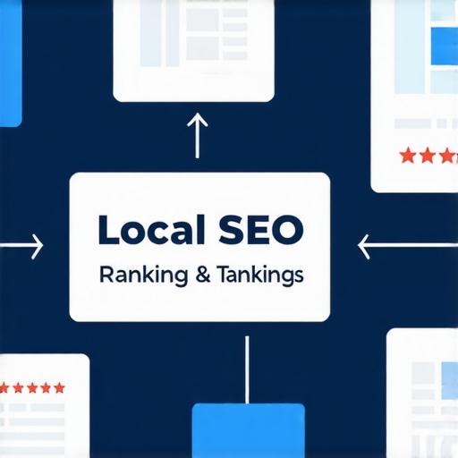 Diagram illustrating steps to optimize local Google Maps ranking, including citation consistency, profile optimization, reviews, keywords, and backlinks.