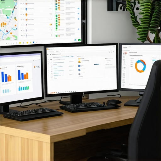 Local SEO Tools Setup for Long-Term Rankings A workspace showing screens with SEO data, citation checks, and Google Map analytics.