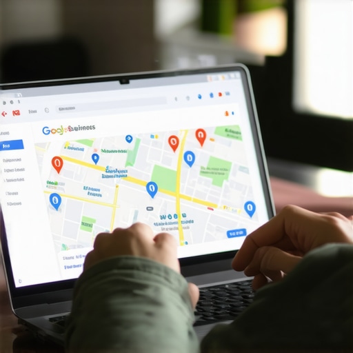 Person updating business details on Google Maps on laptop.