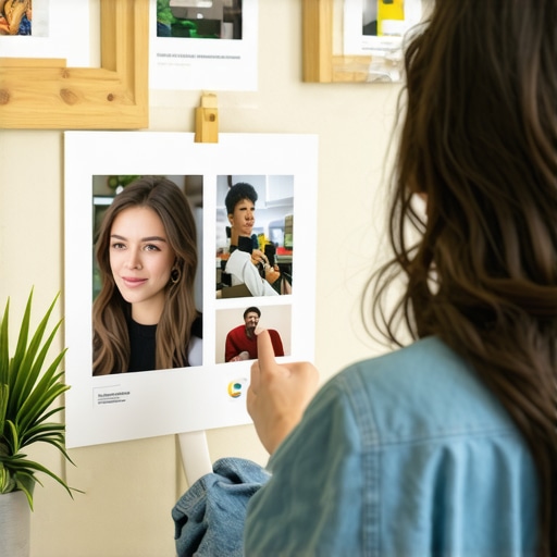 Optimizing Google Business Profile Business owner editing Google My Business profile with photos and local SEO elements