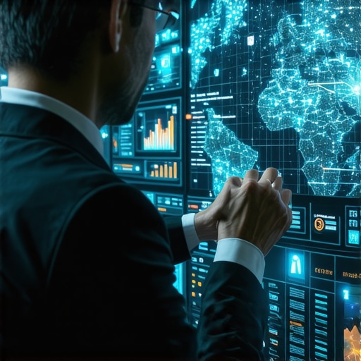 A person examining geolocation and search analytics on a digital interface.