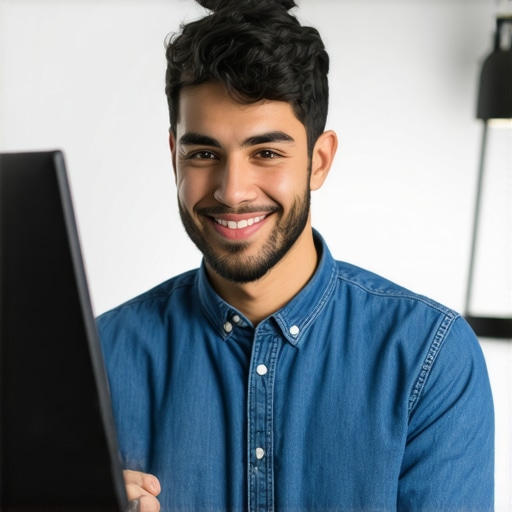 Business owner adding keywords and images to Google My Business profile