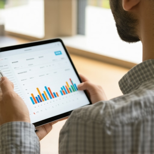 Real-Time Analytics in Local SEO Business owner analyzing live foot traffic data on a tablet for local SEO optimization