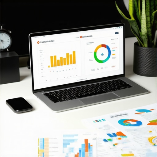Analyzing Local SEO Data Person analyzing local business ranking data on a laptop in a professional workspace.