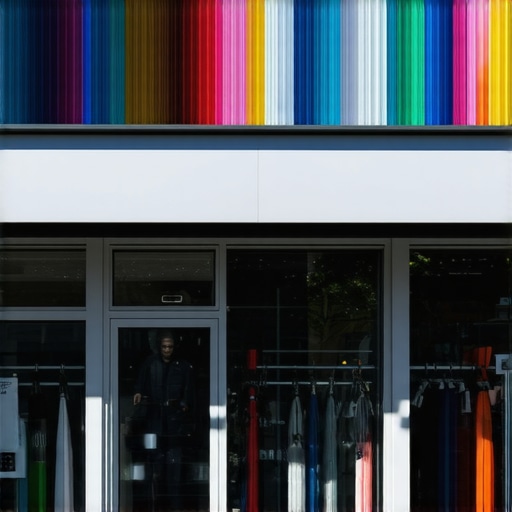 Busy city street storefront with active pedestrians and sensors