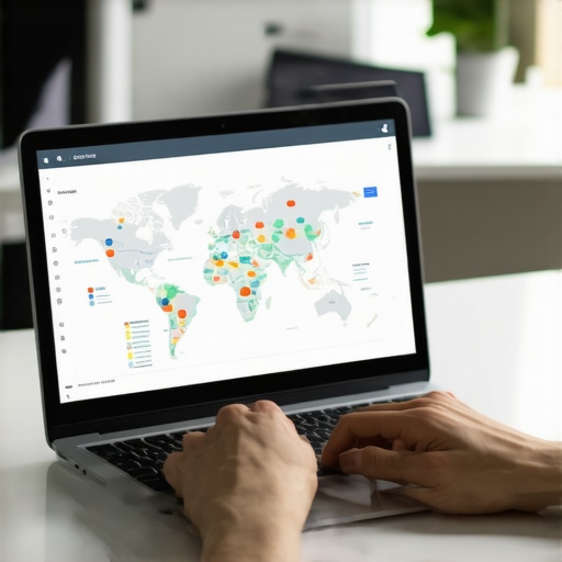 Person analyzing local ranking data and citation consistency on a laptop for ongoing SEO maintenance