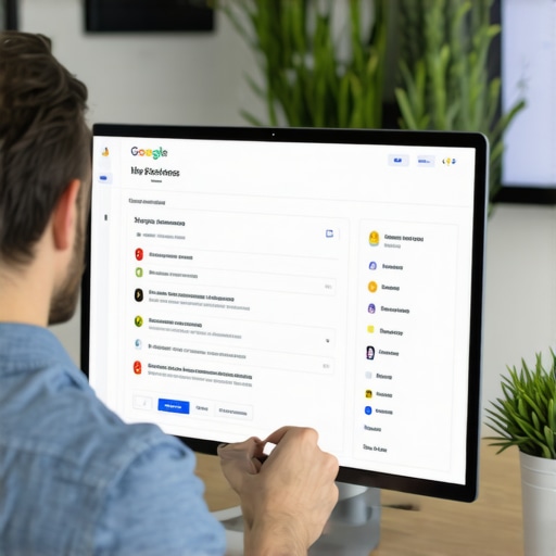 Business owner optimizing Google My Business profile on desktop computer