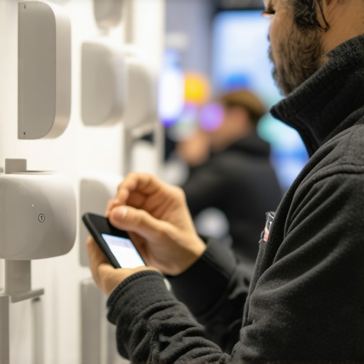 Proximity Engineering Inside a Business Business owner calibrating Wi-Fi and Bluetooth beacons inside a store to improve local ranking proximity signals.