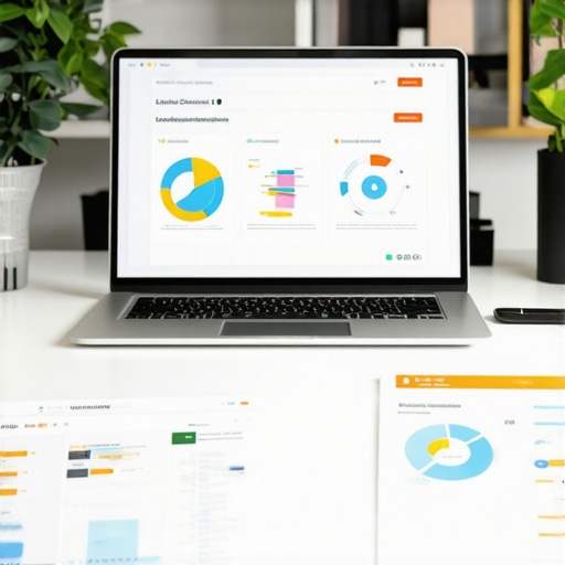 An array of digital analytics dashboards on a laptop screen showing local search performance metrics.