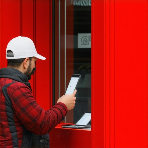 Business owner installing IoT sensors and verifying GPS coordinates at store front
